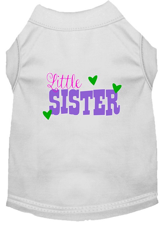 Little Sister Screen Print Dog Shirt White Lg